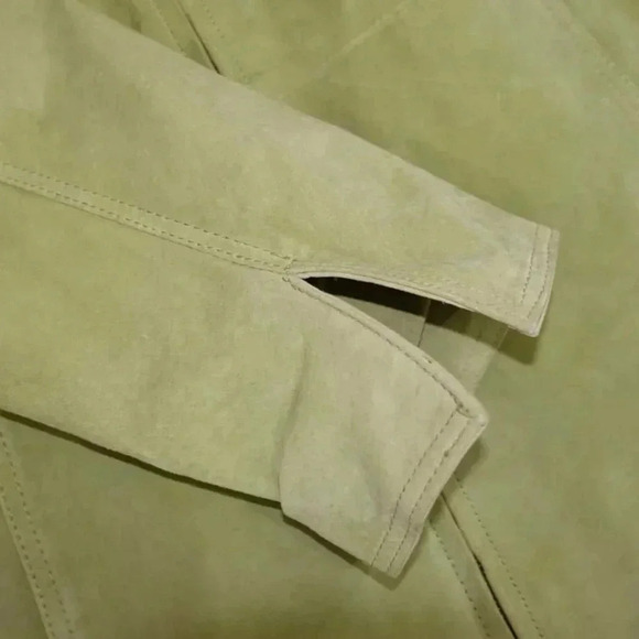 Coldwater Creek Women's 100% Suede Leather Jacket Size Petite Small Sage Green - Picture 3 of 6